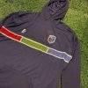 Detalle del buzo Alianza Jesús María con escudo y franjas de colores